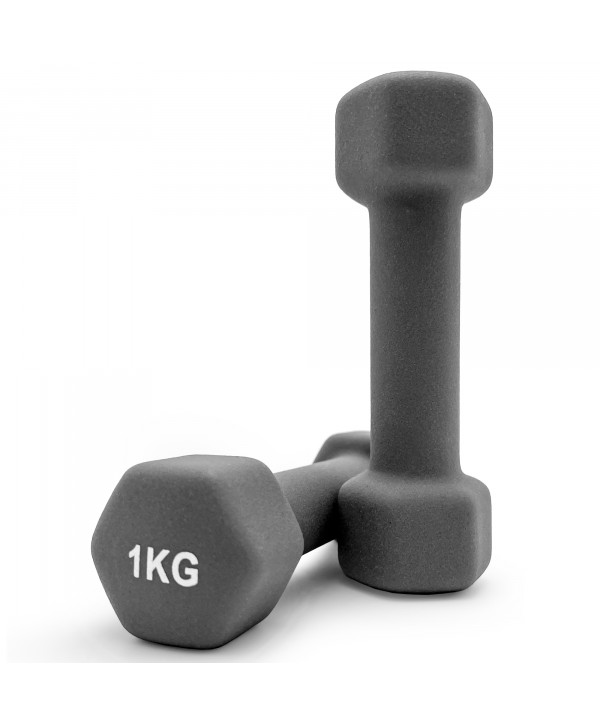 Гантель UNIX Fit неопреновая 1 кг Grey, 2 шт.