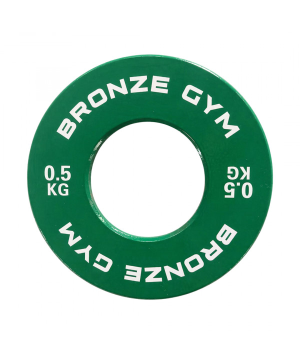 Диск калиброванный BRONZE GYM для пауэрлифтинга зеленый 0,5 кг