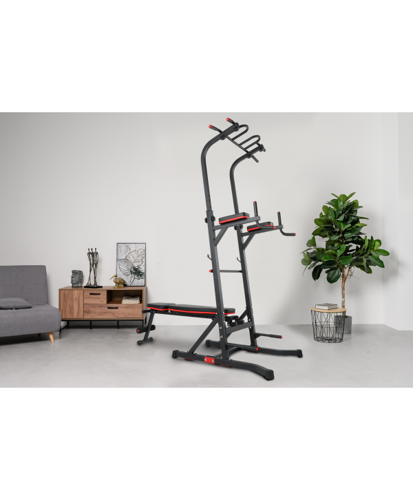 Турник-пресс-брусья со скамьей UNIX Fit POWER TOWER 150P