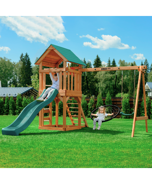 Детский игровой комплекс UNIX Kids (6 in 1) Dark Green