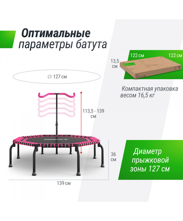 Батут спортивный UNIX Line FITNESS Premium (127 см) Pink