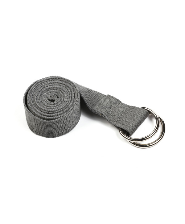 Ремень для йоги с металлическим карабином PRCTZ YOGA STRAP, серый.
