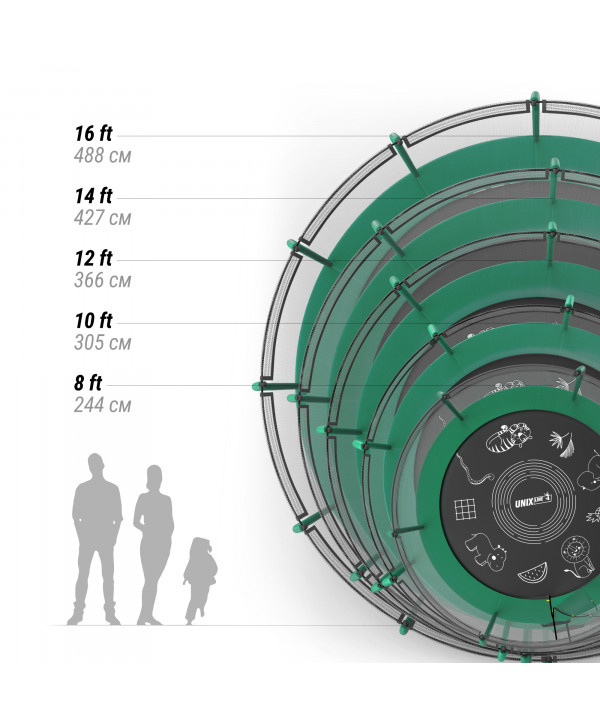 Батут UNIX Line SUPREME GAME 14 ft (Green)