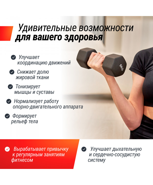 Комплект UNIX Fit: стойка с набором неопреновых гантелей от 1 до 5 кг