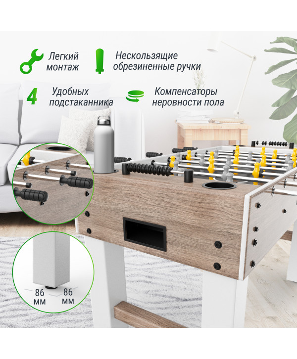 Игровой стол UNIX Line Футбол - Кикер (125х61 см) Grey Wood