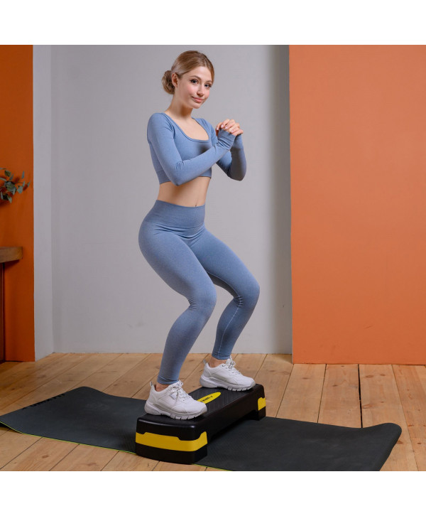 Степ-платформа UNIX Fit для фитнеса 2 уровня, 68 см, желтый
