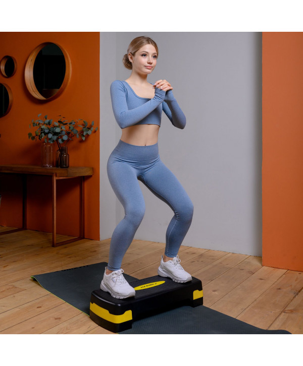 Степ-платформа UNIX Fit для фитнеса 2 уровня, 68 см, желтый