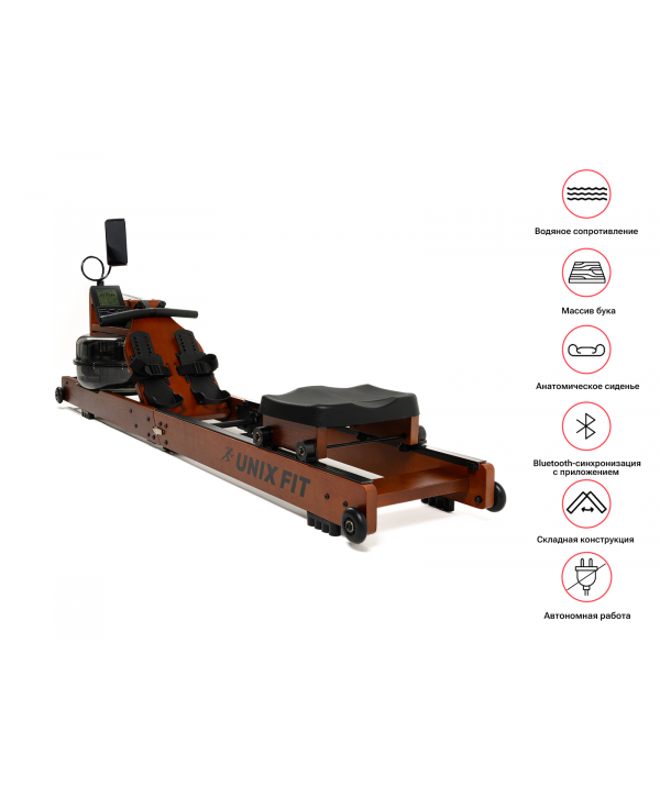 Гребной тренажер UNIX Fit Wood Rower Dark