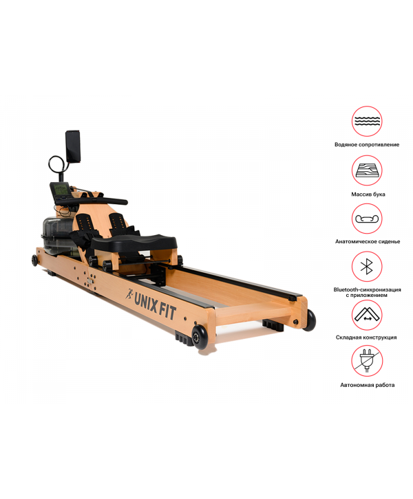 Гребной тренажер UNIX Fit Wood Rower Light